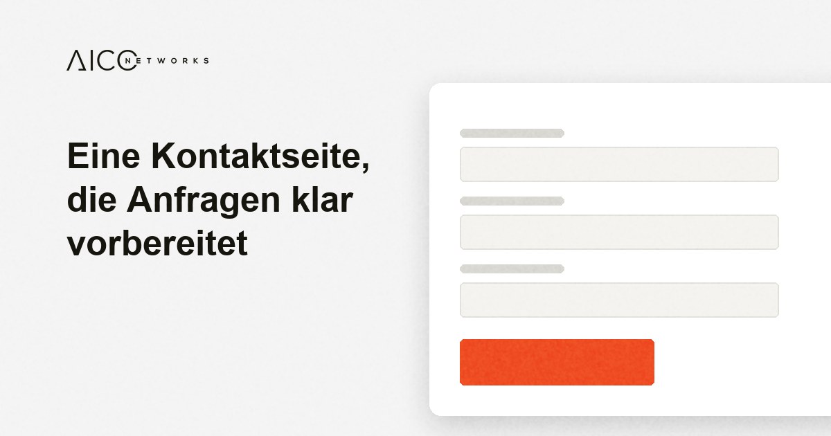 Eine Kontaktseite, die Anfragen klar vorbereitet